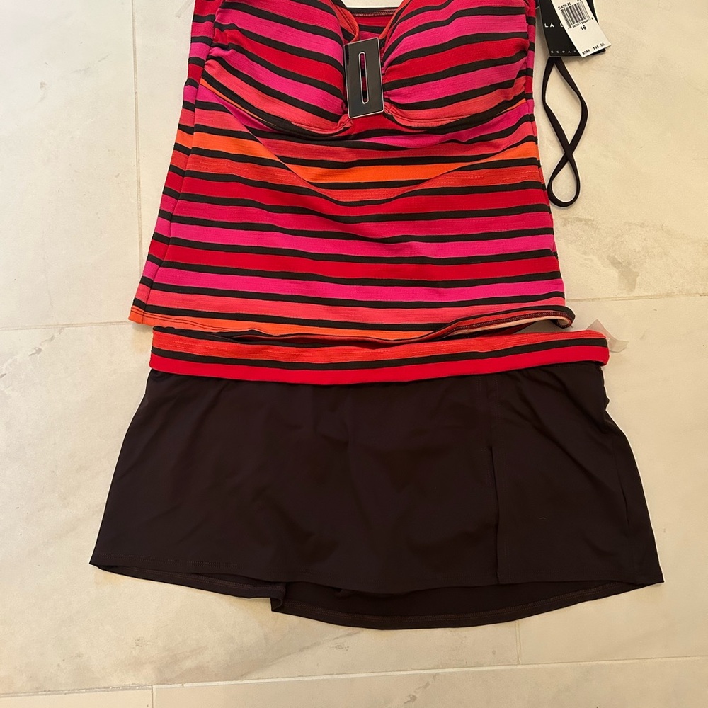 LaBlanca two piece tankini NWT Striped Pink and Orange Tankini Set